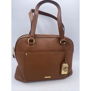 Lauren Ralph Lauren Newbury Double Zip Brown Satchel, Excellent Condition
